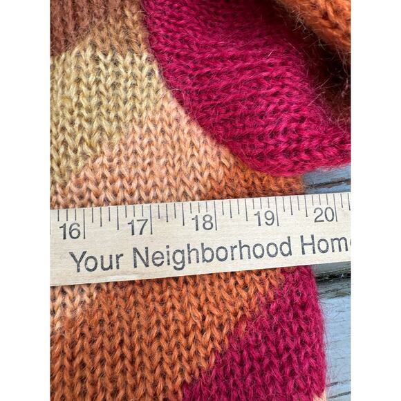 Vintage Talbots Hand Knit Red Mohair Blend Fluffy Grannycore Cardigan Sz P - Picture 11 of 13